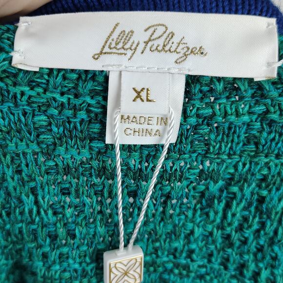 Lilly Pulitzer Tannery Sweater (Sweater Only) Cardigan Green Blue Size XL NEW - Picture 5 of 16